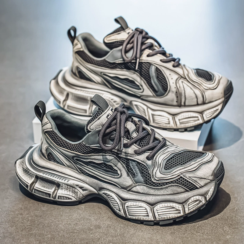 Летние модные уличные низкие кроссовки в стиле dad shoes, корейский стиль, мужские уличные ботинки на толстой подошве, студенческие шнурованные повседневные спортивные кроссовки