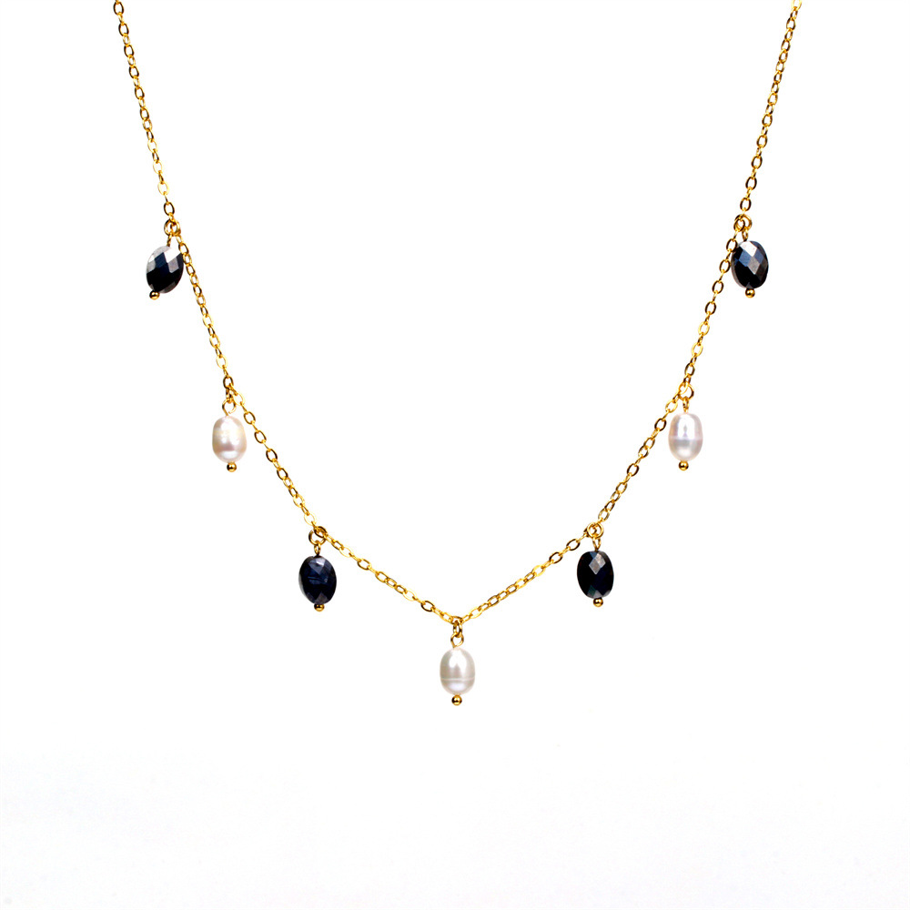 Fashion Tassel Copper Artificial Gemstones Pearl Earrings Necklace