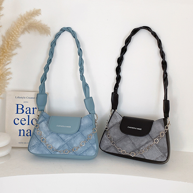 Summer 2023 New Fashion Gingham Chain Top Handle Crossbody Shoulder Bag Small Women's Bag Supports Large Wholesale Mixed Batch