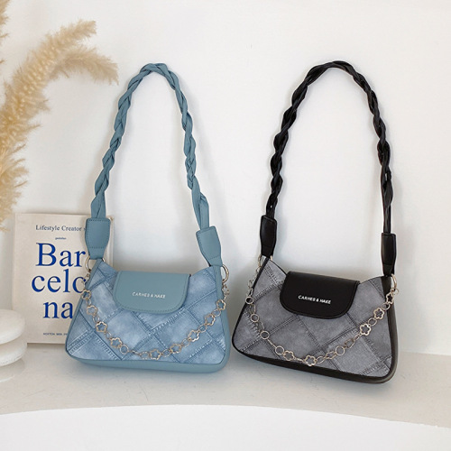 Summer  New Fashion Gingham Chain Top Handle Crossbody Shoulder Bag Small Women's Bag Supports Large Wholesale Mixed Batch