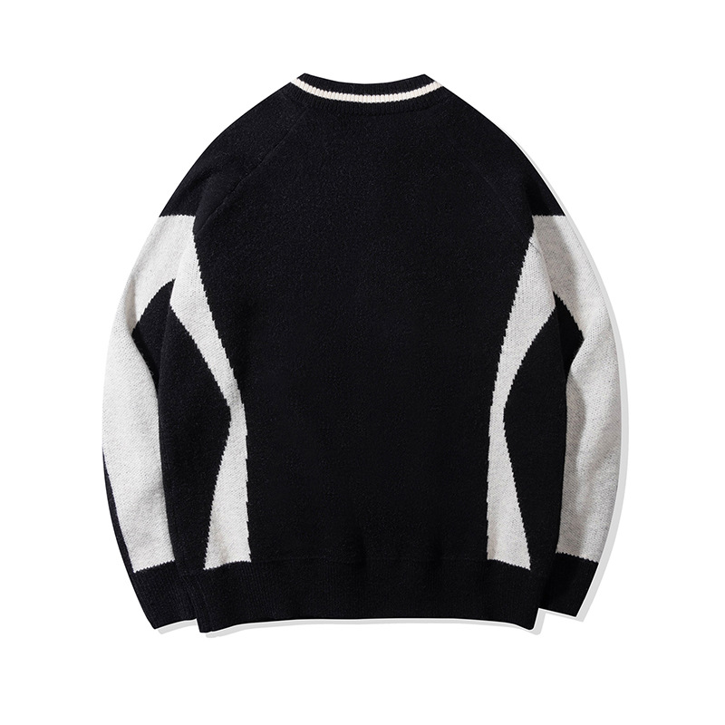 YWFG mujeres americanas letras retro empalme hembra 2024 otoño pareja superior versátil cuello redondo manga larga jersey