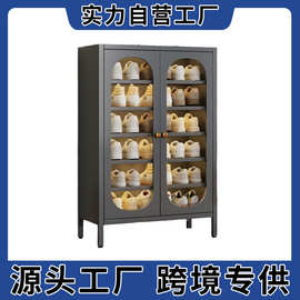 新款钢制无甲醛超薄小戶型铁皮柜奶油风鞋柜入户门口大容量储鞋架