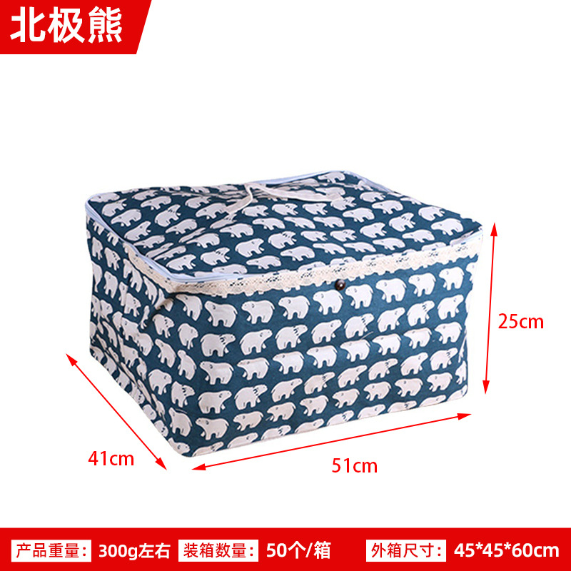 Bolsa de almacenamiento de algodón y lino simple hogar gran caja de almacenamiento de algodón y lino libro de ropa bolsa de organización bolsa de almacenamiento al por mayor