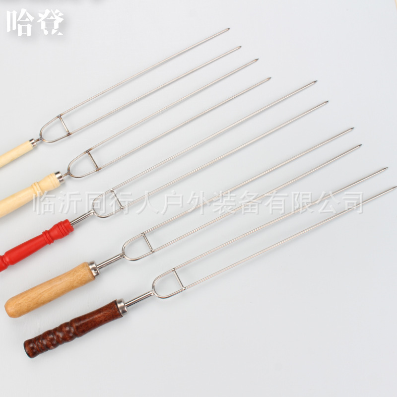 烧烤签子不锈钢U型烤肉鸡翅叉加厚加粗木柄家用商用鸡翅叉烧烤签|undefined