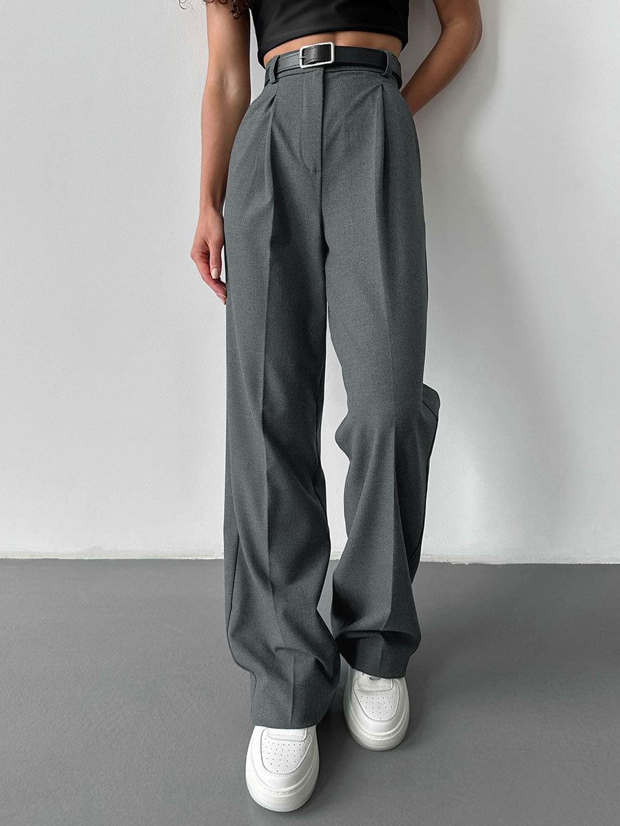 Pantalones de traje cruzados europeos y americanos, primavera-verano 2025, nuevos pantalones de traje de pierna recta, holgados y casuales para mujer, ideales para ir al trabajo. image 2