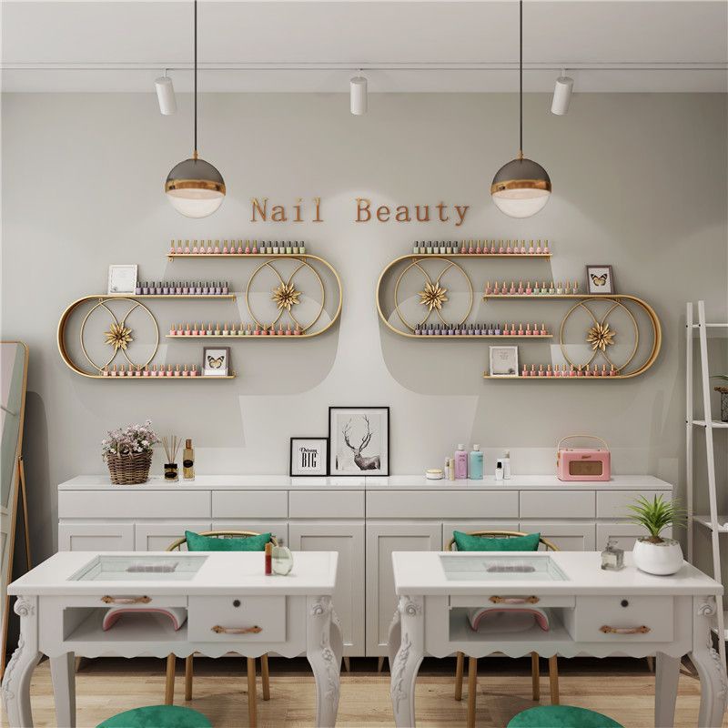 铁艺置物架货架架子油胶架子美甲店U型壁挂墙货架架