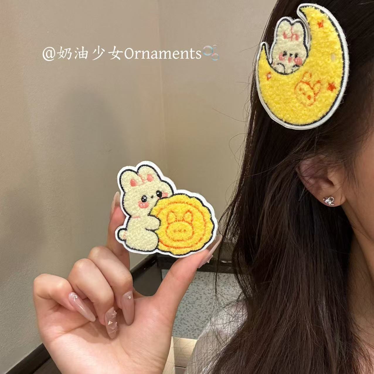 Mid-Autumn Festival Bunny-themed Hair Accessories: Cute and Girly Creative Side Bangs Hair Clips for Girls