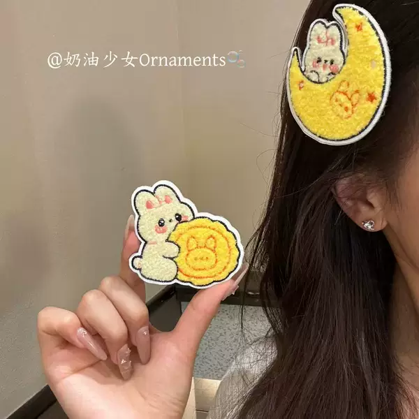 Mid-Autumn Festival Bunny-themed Hair Accessories: Cute and Girly Creative Side Bangs Hair Clips for Girls