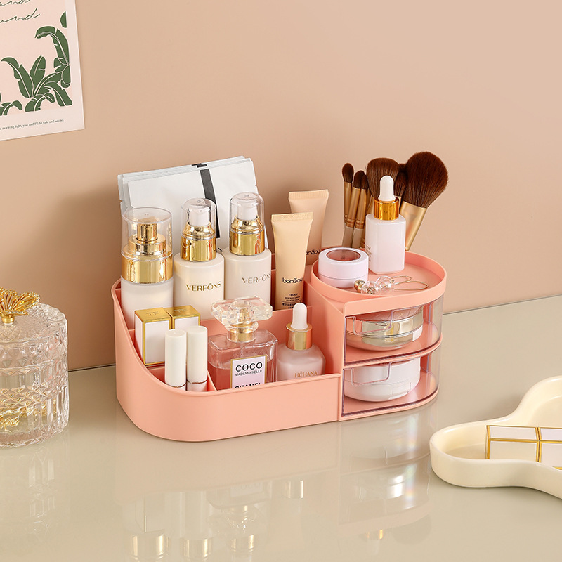 Caja de almacenamiento de cosméticos tipo cajón mesa de tocador espejo de maquillaje estante de productos de cuidado de la piel caja de maquillaje de lápiz labial transfronterizo