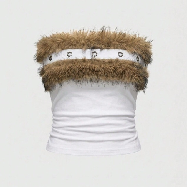 European and American Cross-Border New Fashion Sexy Gothic Design Street Style Ins Personality Furry Slim-Fit Tube Top Women's Vest