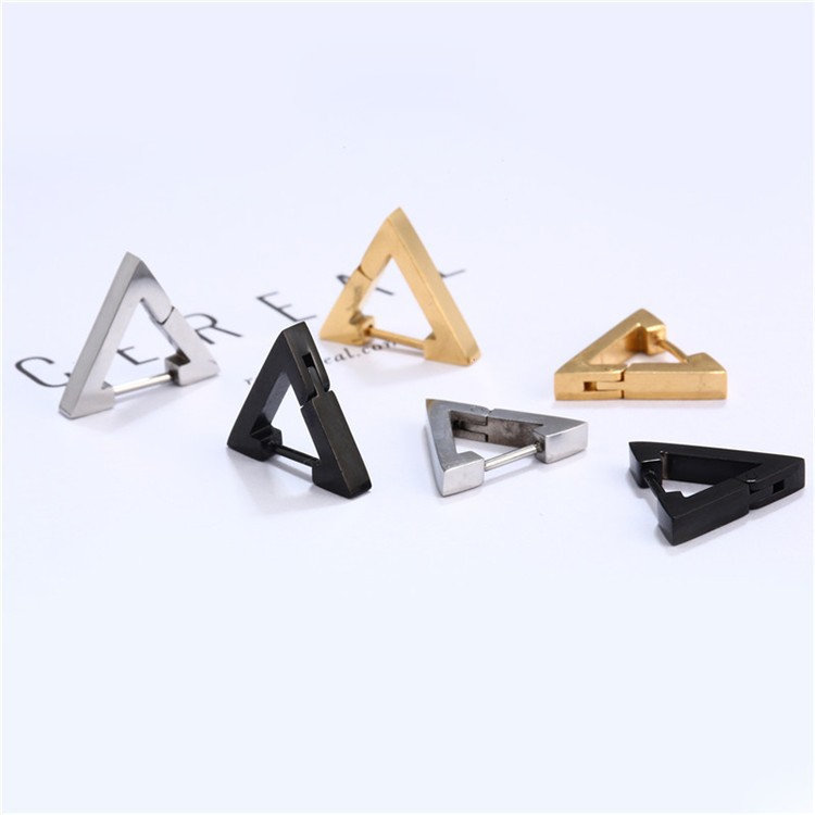 1 Piece Quantity 1 Piece Simple Style Triangle Geometric Polishing Plating Titanium Steel Ear Studs