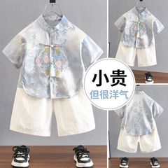 男の子の赤ちゃんハンサムな中国風の刺繍スーツ新しい中国風半袖夏唐スーツ新しいスタイルの子供のファッション子供服
