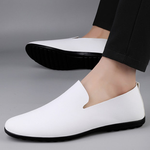 [Customized] 2025 Cross-Border Large Size Export New Men's Casual Leather Shoes Trendyy Fashion Soft Bean Shoes Men's Shoes