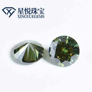 Mousan Factory Dark Green Moissanite Round Eight Heart and Eight Arrows Cutters Mousan Bare Stone VVS Clarity Gem Wholesale