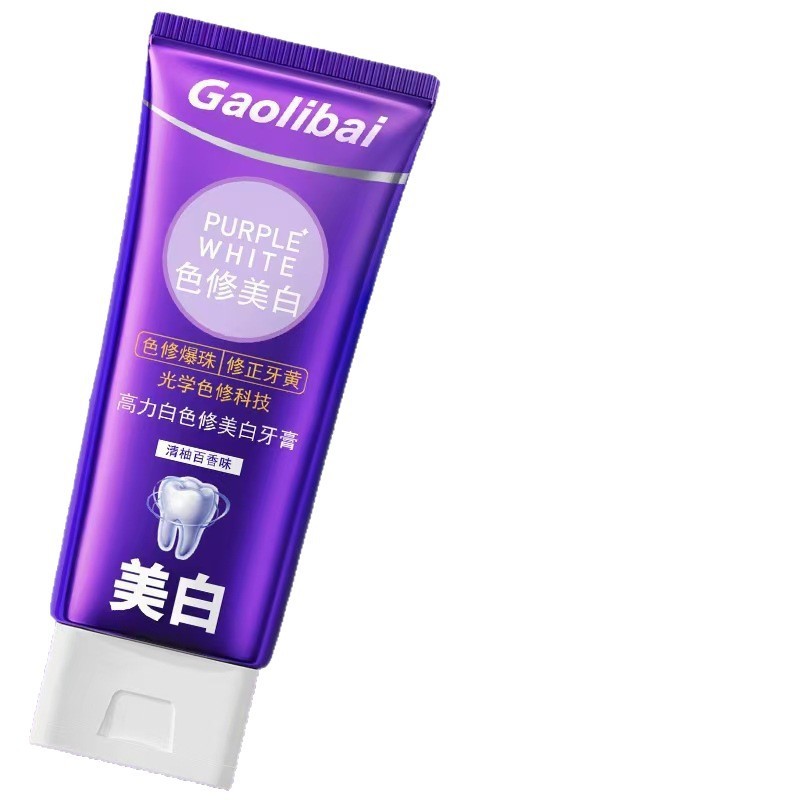 Gaoli Bai は、口臭を軽減する新鮮な色補正ホワイトニング歯磨き粉、パープルライト、パープル、フレッシュ、ステイン除去、ホワイトニング歯 100g を専門としています。|undefined