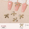 Accessory for manicure with bow, hair mesh, metal nail decoration, 2022 collection, wholesale, internet celebrity, flowered