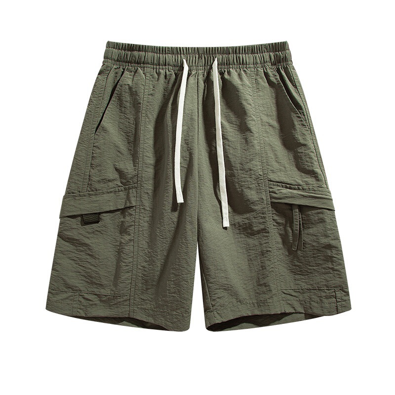 Men's Ice Silk Casual Shorts Summer Outdoor Mountain Style Workwear Five-Point Pants Breathable Quick-Dry Loose Mid-Length Shorts Stylish