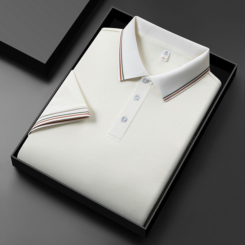 Camiseta polo de manga corta con solapa de seda fría para hostelería y supermercados, uniforme de fábrica personalizado, camiseta de trabajo con texto y logotipo impresos.