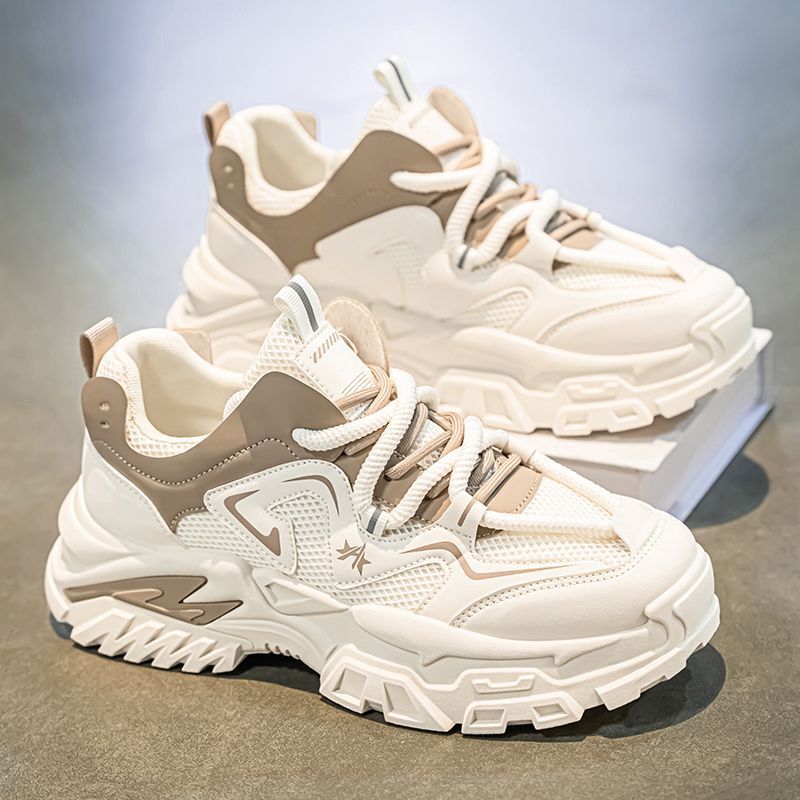 Trendy Men's Shoes Spring 2025 New Fashion Versatile Mesh Sports Casual Shoes Niche Design Thick-Soled Dad Shoes Trendy Men's Shoes Spring 2025 New Fashion Versatile Mesh Sports Casual Shoes Niche Design Thick-Soled Dad Shoes