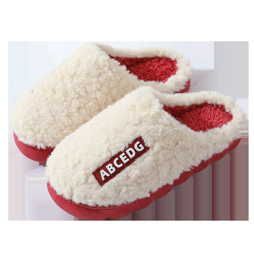 Cotton slippers for women in autumn and winter to keep warm and thickened with soft soles for men's indoor and home use non-slip couple's postpartum fur slippers wholesale