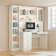 批发实木书桌书架一体桌书柜组合轻奢家用电脑桌学生学习桌儿童