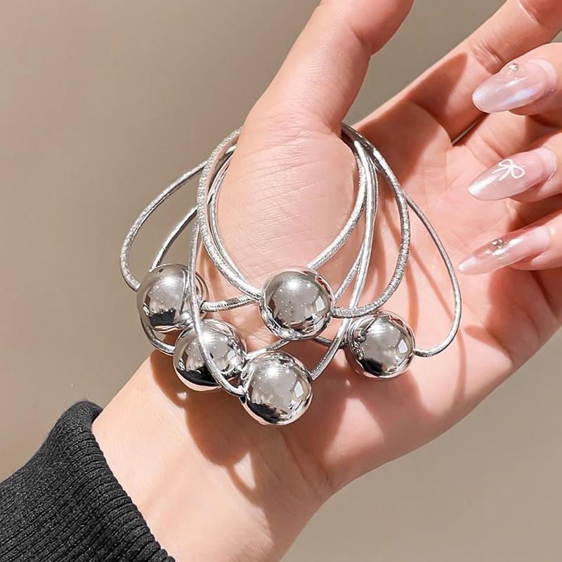 silver Round Ball Tie, High-end Elastic Band For Women, 2026 New Model, High Elasticity, Does Not Damage Hair_voghion.com
