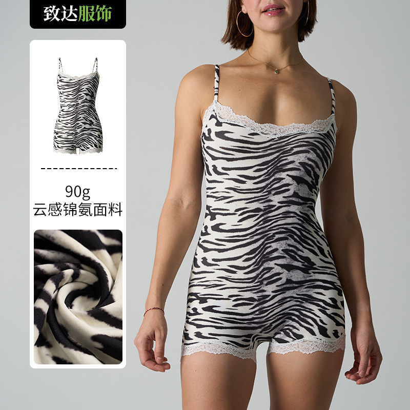 Fits Everybody Same Style European and American Leopard Print Lace Camisole with Flat-Angle Straps, Skin-Friendly, Tummy Control, Butt-Lifting Bodysuit Fits Everybody Same Style European and American Leopard Print Lace Camisole with Flat-Angle Straps, Skin-Friendly, Tummy Control, Butt-Lifting Bodysuit