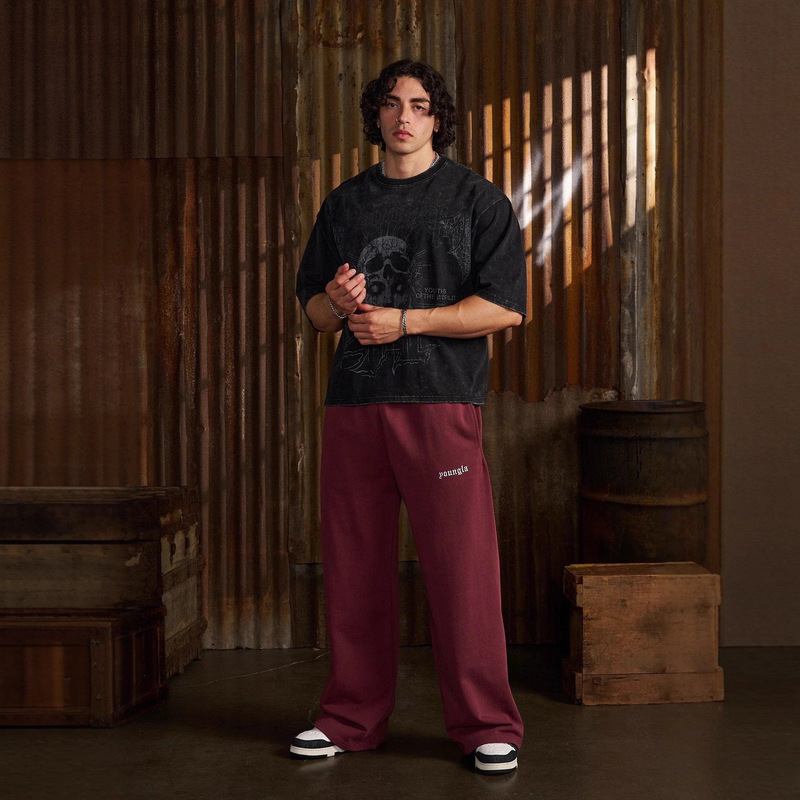 Youngla Men's Sports Pants Jogging Muscle Fitness Embroidered Straight Casual Long Pants Gym Pants Trendy Brand