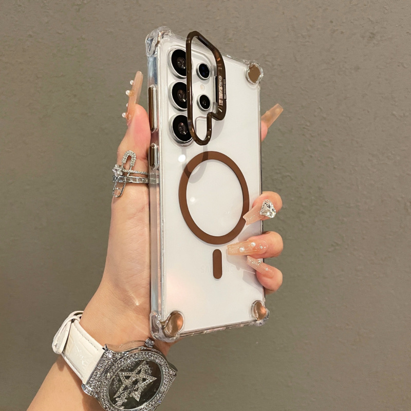 Samsung S25Ultra 磁気電話ケース s24u 金属レンズホルダー Galaxy 四隅エアバッグ落下防止に適しています。|undefined