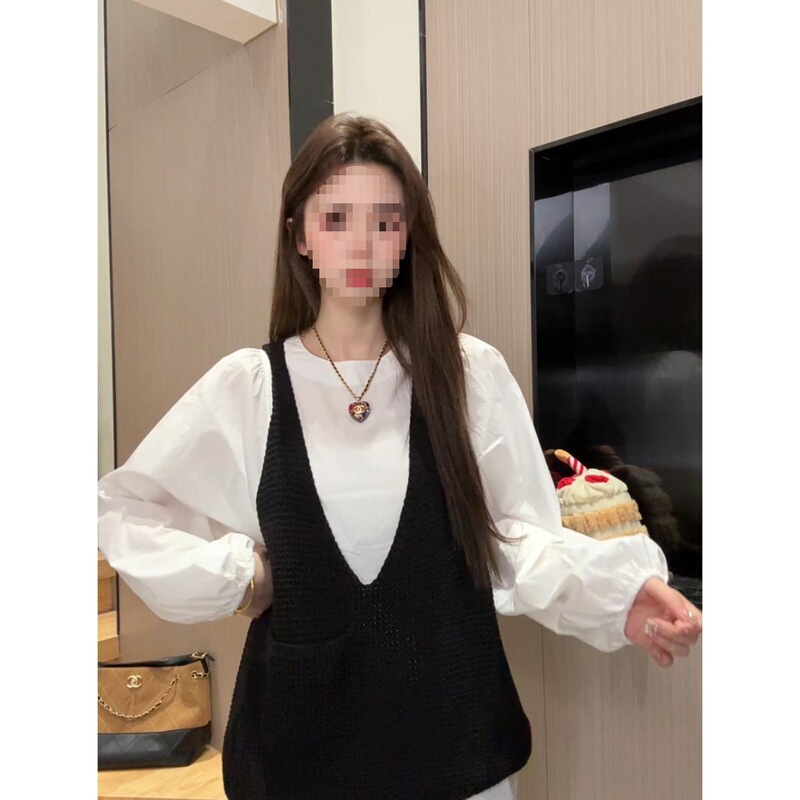 韩系叠穿毛衣吊带女短款宽松外穿针织背心百搭休闲小马甲其他|undefined