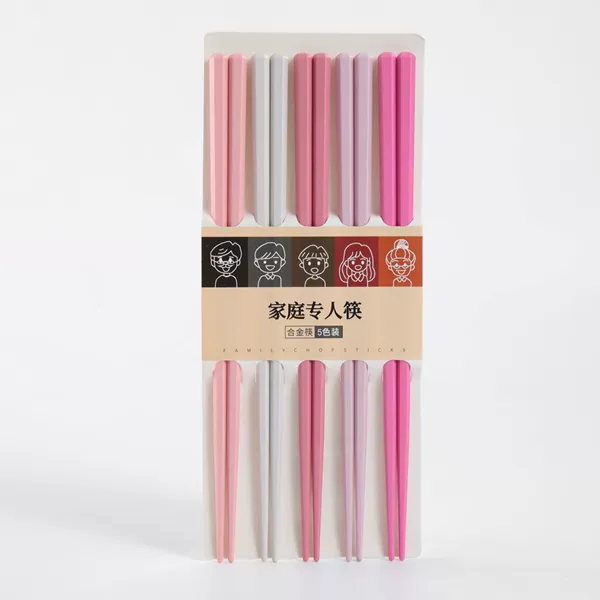 Macaron -colored hexagonal chopsticks 5 double -card installation