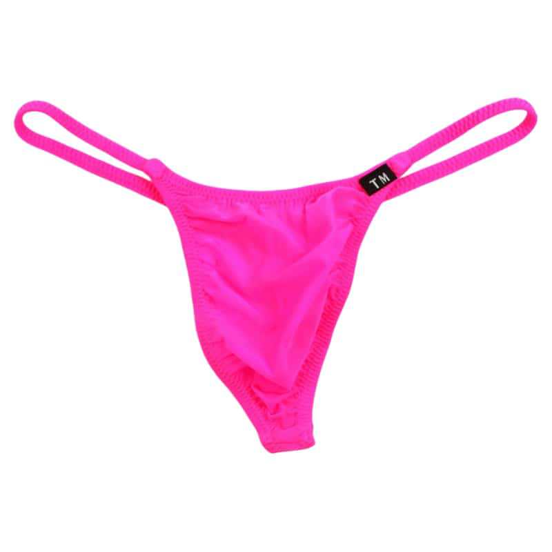 Men's Low-Rise Ice Silk Breathable Thong Quick-Dry Slim Waist Pouchless Single Thong Ps-25-C08092