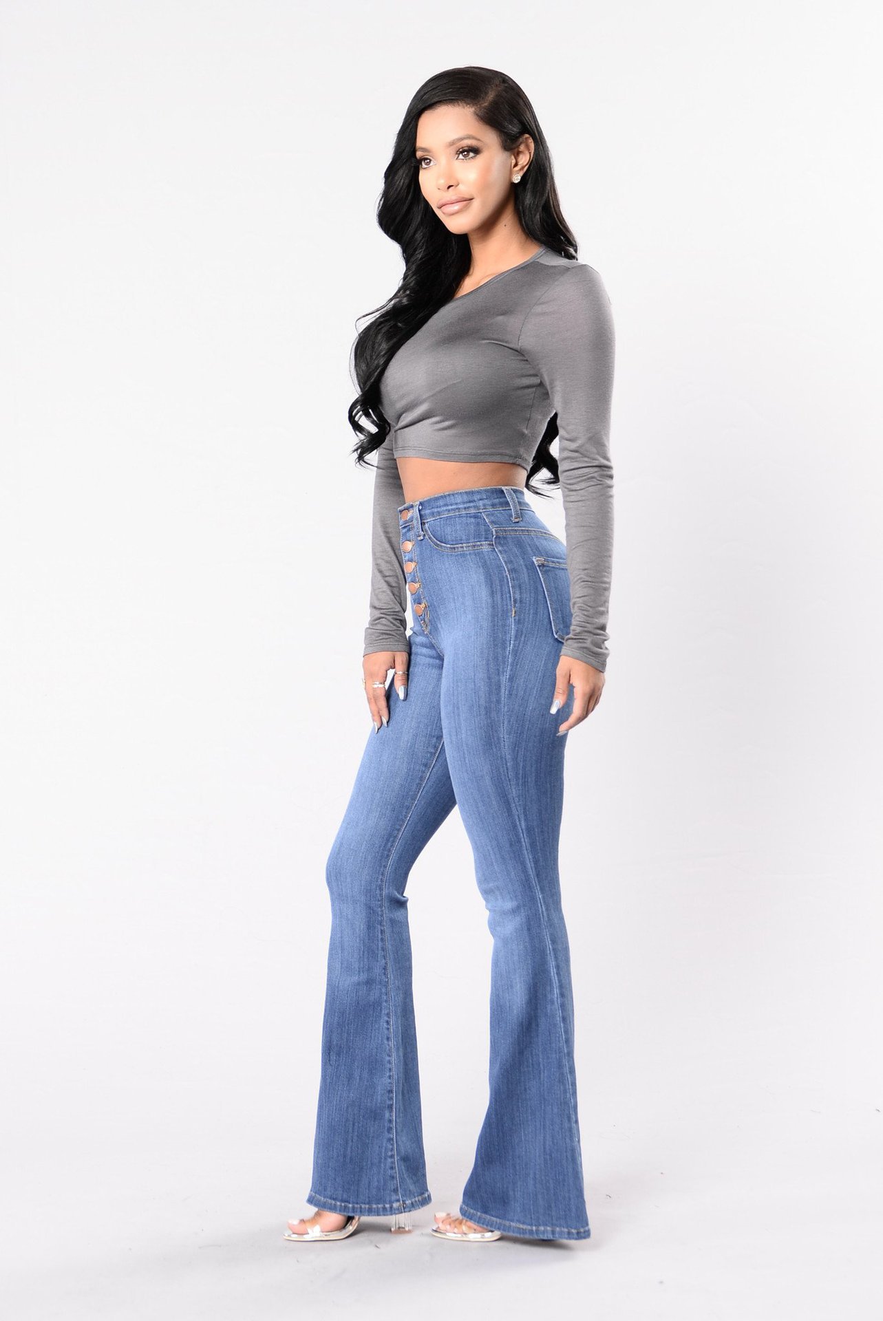 Women's Clothing Women's Slim Fit High Waist Flared Jeans Curved Hips Denim For Formal & Casual For Women_ecoleips.com