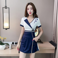 足疗复古技师工作服连衣裙性感改良旗袍按摩足浴气质美容师工作服