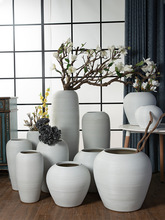 复古景德镇手工陶瓷落地大花瓶客厅干花陶罐装饰品插花艺摆件