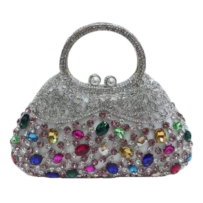 Bolso de piedra hueco de metal con diamantes bolso de banquete europeo y americano bolso de diamantes de aleación de mujer