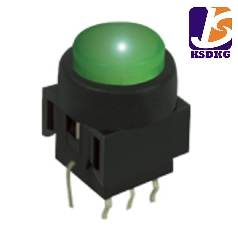 绿色带灯轻触开关 电子设备LED灯按钮开关 厂供带灯自锁开关led