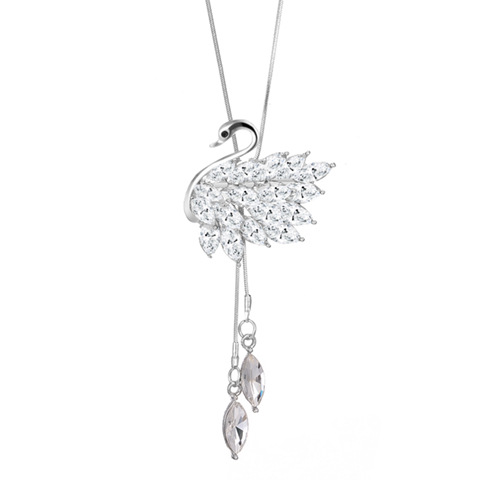 TikTok del mismo estilo Accesorios de cadena de suéter largo Otoño e Invierno de gama alta cadena de suéter de cisne de cristal versátil femenino de alto grado image 6