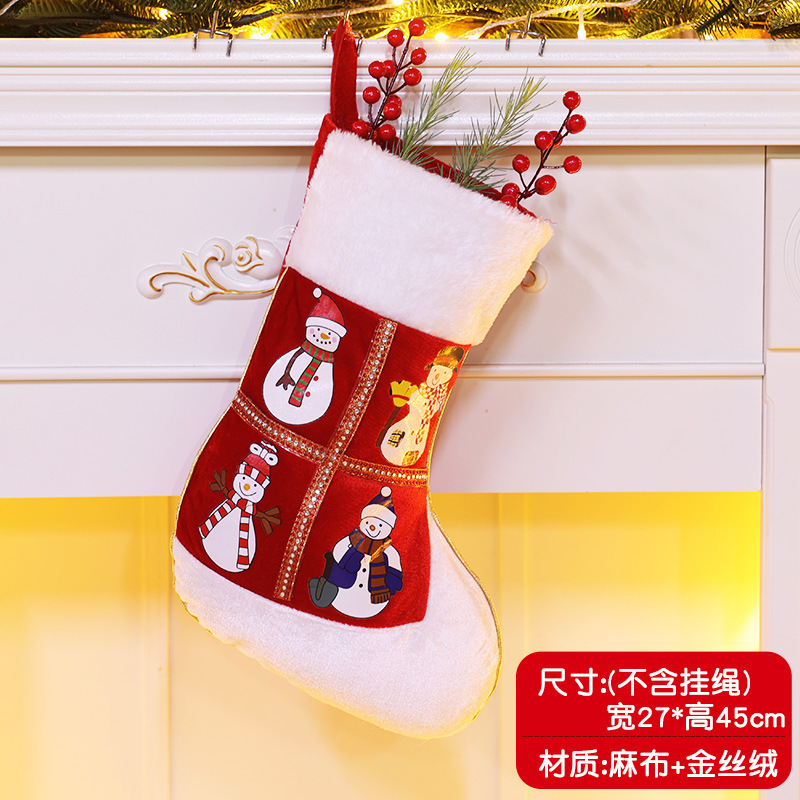 クリスマスデコレーション クリスマスツリーペンダント 大きなクリスマスソックス サンタクロース 雪だるま キャンディギフトバッグ|undefined