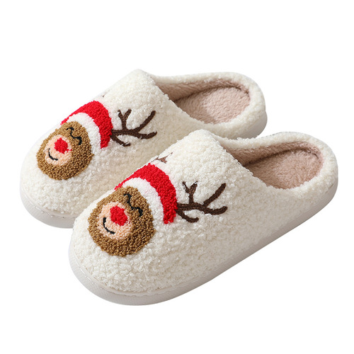 New comfortable home cute cartoon Santa style winter cotton slippers for men and women couples warm cotton slippers
