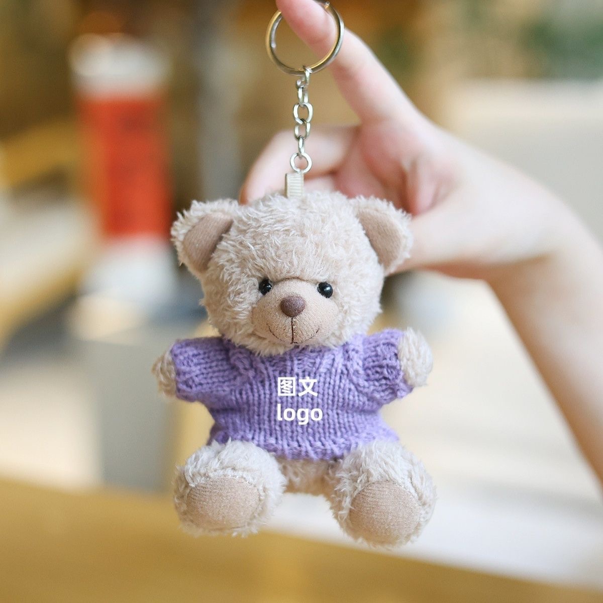 Vestido Teddy Bear colgante 12 cm emblema de patrón de muñeca de oso muñeca de regalo de actividad se puede imprimir LOGO
