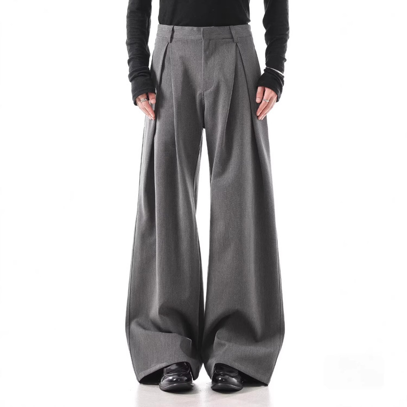 Old Money Style Pleated A-Line Silhouette Drapey Suit Pants for Men, Wide-Leg Slimming American-Style Pleated Casual Trousers Old Money Style Pleated A-Line Silhouette Drapey Suit Pants for Men, Wide-Leg Slimming American-Style Pleated Casual Trousers
