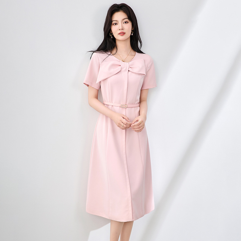 Đầm suông nữ midi tay ngắn mùa hè — 2507404 - Cam chi tiết 8