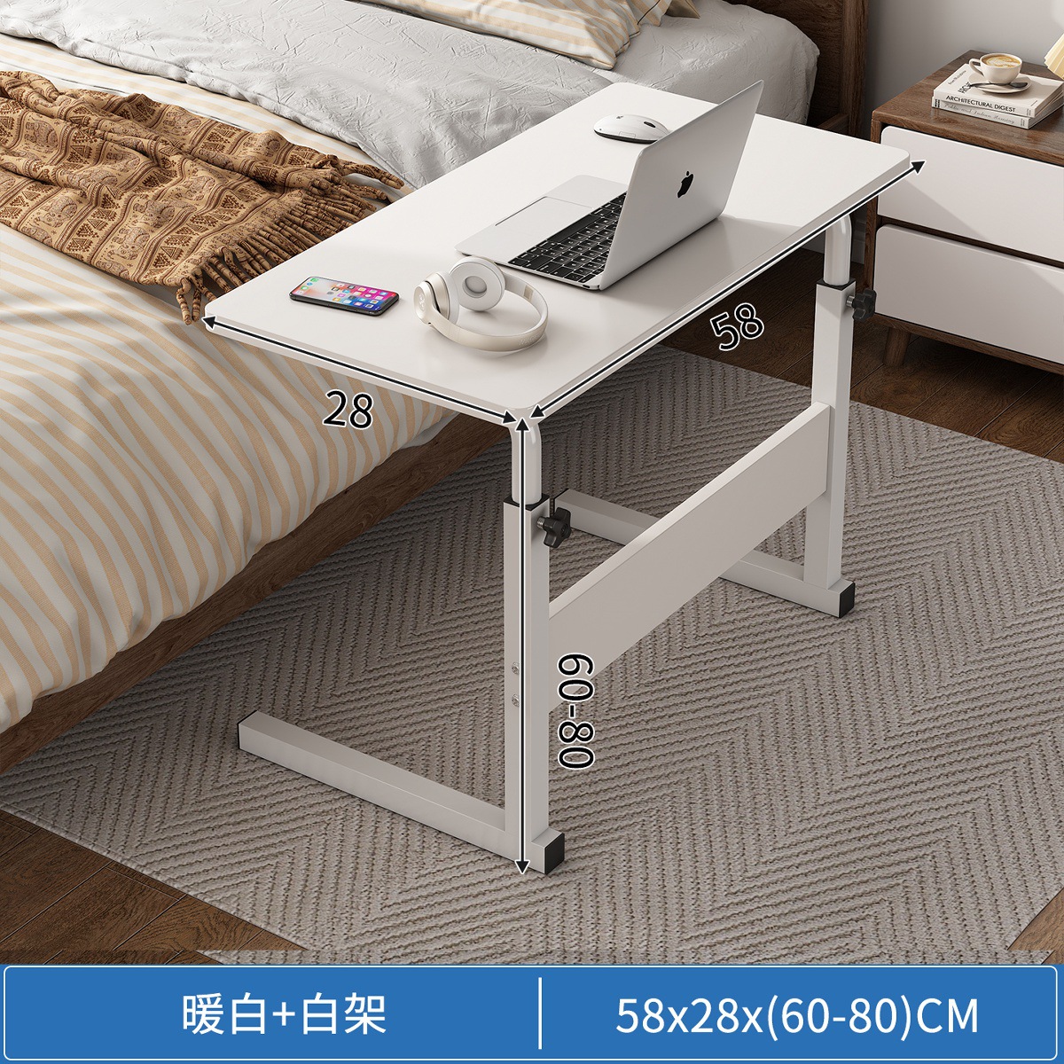 Mesa de noche, mesa pequeña de elevación móvil, escritorio para estudiantes, dormitorio, gente perezosa, aprendizaje, escritura, escritorio para computadora, dormitorio, hogar