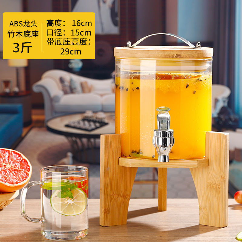 コールドケトルガラスワインボトルバーテンダーワイン樽ビール飲料樽蛇口付きフルーツティーバケツ缶ジュースバケツ容器|undefined