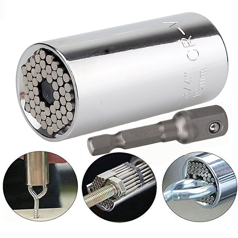 Llave cromo vanadio acero británico cromado multifuncional 7-19mm manga