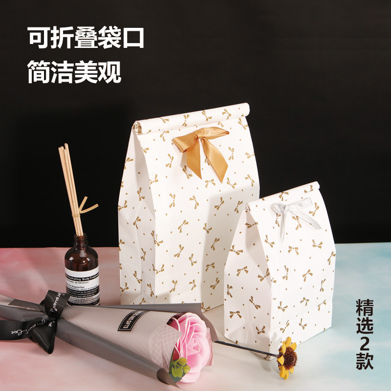 蝴蝶结无提手便利袋小吃面点水果打包原浆纸袋便利店专用袋子包装