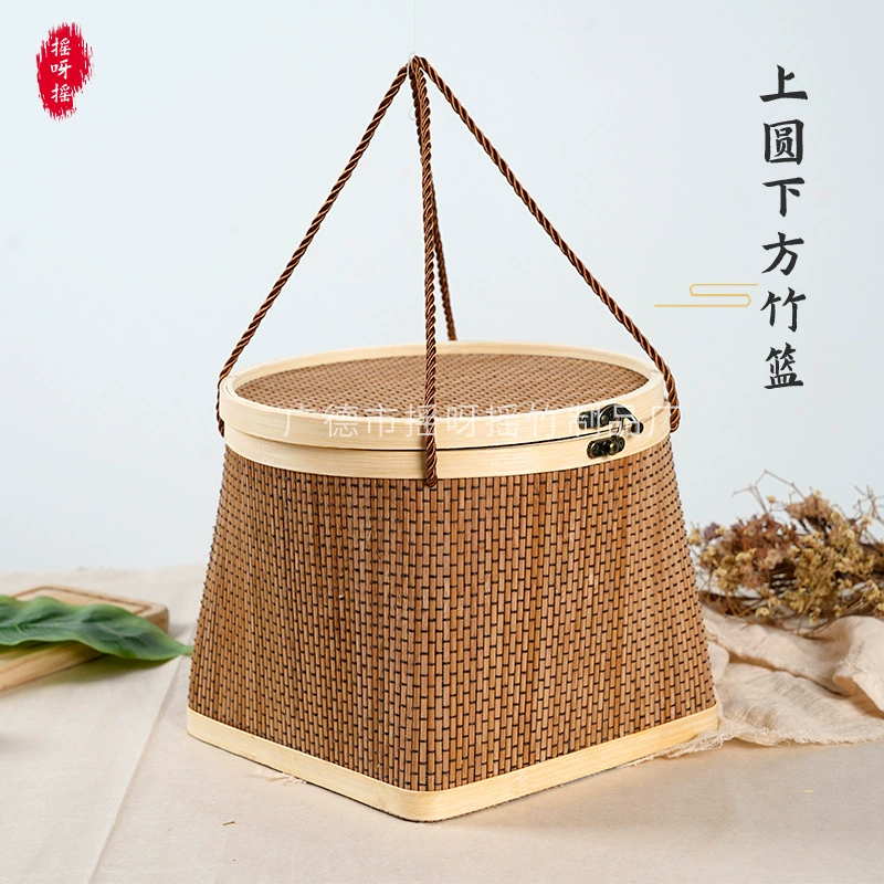 Подарочная коробка из бамбука на фестиваль середины осени, лункейки Mooncake, креативная подарочная коробка, орехи выпечка фрукты фрукты, Новый год, Bamboo Basketball, упаковочная коробка
