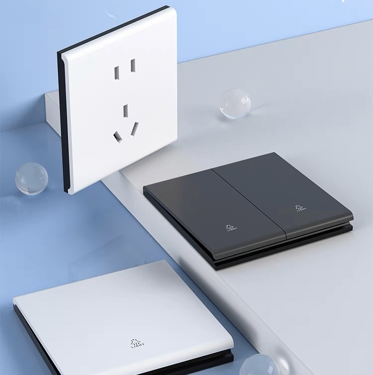 國際電工牆壁開關插座面板白色膚感家用暗裝86型16 A三孔五孔USB