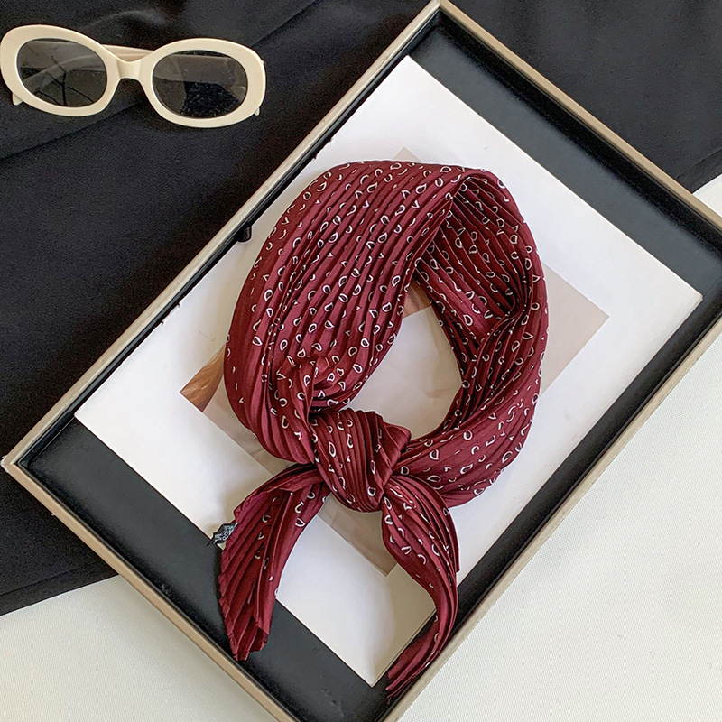 プリーツシルクスカーフ、ハイエンド、新しいカシューファッション、多用途の装飾、プロの小さなスカーフ、パーソナライズされた菱形シルクスカーフショール|undefined